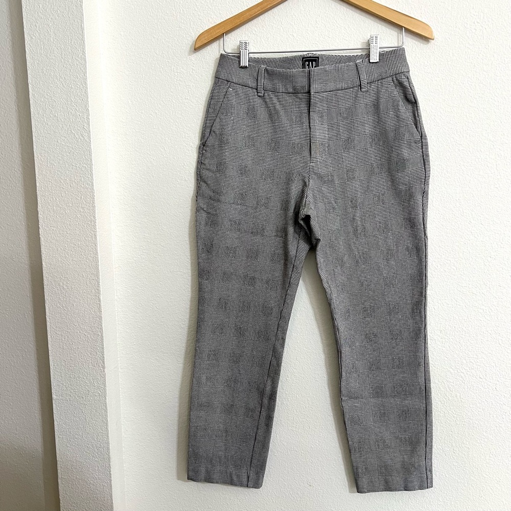 GAP Slim Ankle High Rise Pants Gray Plaid Cropped Women